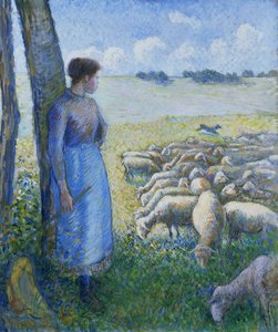 Hirtin und Schafe, 1887 von Camille Jacob Pissarro