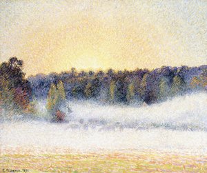 Sonnenuntergang und Nebel in Eragny, 1891