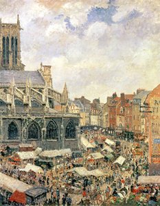 Der Markt um die Kirche Saint-Jacques, Dieppe, 1901 von Camille Jacob Pissarro