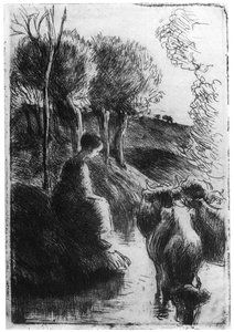 Vachere au Bord de Leau, Kuhhirtin am Wasser, ca. 1850-1900, 1924