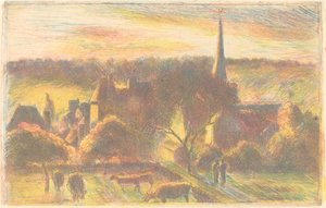 Kirche und Bauernhof in Éragny, 1890