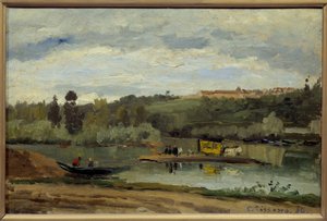 Le bac à la Varenne Saint Hilaire von Camille Jacob Pissarro