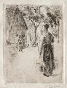 Bäuerin mit Eimern von Camille Pissarro