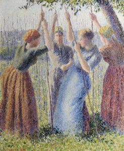 Bäuerinnen pflanzen Bohnen von Camille Pissarro