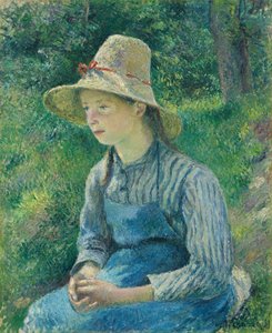 Bauernmädchen mit Strohhut von Camille Pissarro