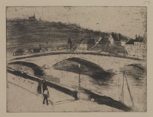 Steinbrücke in Rouen von Camille Jacob Pissarro