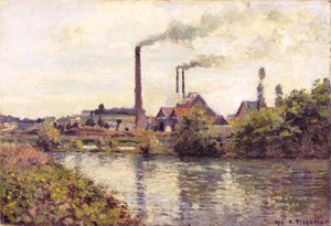 Die Fabrik in Pontoise, 1873 von Camille Jacob Pissarro