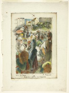 Der Markt in Gisors; Rue Cappeville von Camille Pissarro