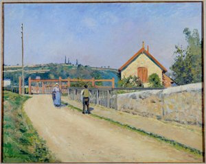 Die Bahnschranke am Patis, nahe Pontoise von Camille Jacob Pissarro
