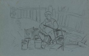 Kesselflicker mit seinen Werkzeugen von Camille Pissarro