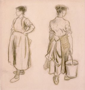 Zwei Studien eines Mädchens von Camille Pissarro