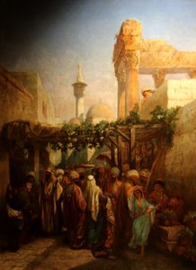 Spaziergänger in der Nähe der Kolonnade des Bacchus in Latakieh von Camille Rogier
