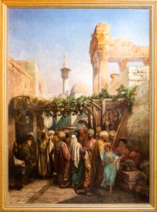 Spaziergänger um die Bacchus-Kolonnade in Latakieh
