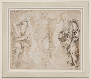 Die Verklärung recto, Studie der Hände verso, ca. 1590