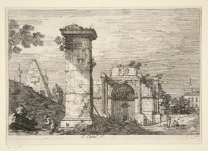 Landschaft mit Ruinenmonumenten, aus der Serie Vedute (Ansichten) von Canaletto (Giovanni Antonio Canal)