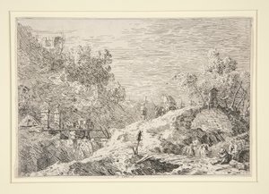 Berglandschaft mit fünf Brücken, aus den Veduten (Ansichten)