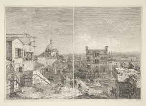 Das Haus mit der Inschrift: MDCCXLI. A. C. und Das Haus mit dem Peristyl und sechs Säulen, aus der Serie Vedute (Ansichten)