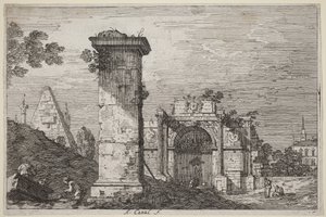 Landschaft mit Ruinen von Canaletto