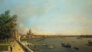 London. Die Themse von der Terrasse des Somerset House in Richtung Stadt, ca. 1751