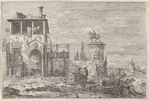 Das Reiterdenkmal, ca. 1735-1746 von Canaletto