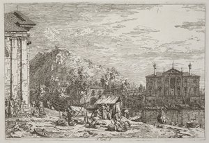 Der Markt in Dolo [unten links] von Canaletto