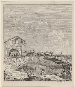 Der Wagen überquert eine Brücke, ca. 1735-1746