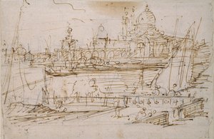 Venedig: Die Dogana und S. Maria della Salute vom Molo di Terranova, Mitte des 18. Jahrhunderts von Canaletto