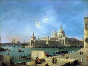 Blick auf die Salute vom Eingang des Canal Grande, Venedig, ca. 1727-1728 von Giovanni Antonio Canal