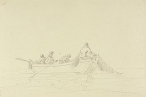 Skizze von Fischern in einem Boot von Capt. Thomas Hastings