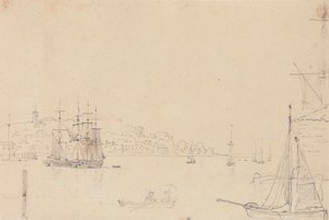 Skizze von Schiffen in der Nähe von West Cowes, Isle of Wight