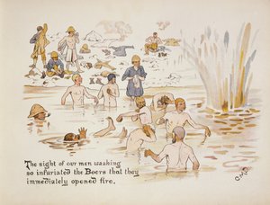 Der Anblick unserer Männer beim Waschen erzürnte die Buren so sehr, dass sie sofort das Feuer eröffneten, aus The Leaguer of Ladysmith, 1900