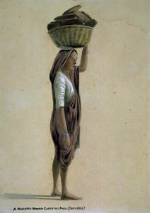 Eine Mahratta-Frau trägt Brennholz, Indien