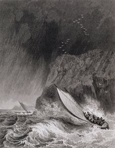 Die Boote vor Walden Island im Schneesturm, 12. August 1827, aus dem Journal einer dritten Reise zur Entdeckung einer Nordwestpassage von Captain George Francis Lyon