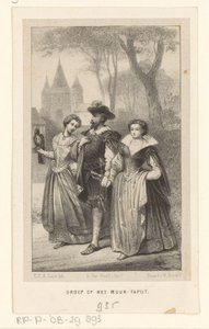 Mann mit zwei Frauen an seinem Arm Gruppe auf dem Wandteppich von Carel Christiaan Antony Last