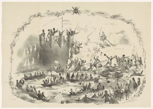 Karikatur über die Pläne von Thorbecke, die Universität Utrecht zu schließen, 1863 von Carel Hendrik Thiebout