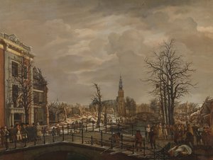 Das Rapenburg in Leiden, drei Tage nach der Explosion eines Pulverschiffs am 12. Januar 1807