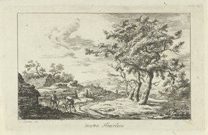 Jäger mit einem Hund auf einem Pfad (Buyten Haarlem, Landschaften a-f)
