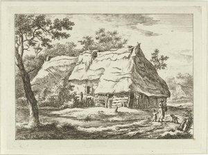 Frau mit Kind bei einem Bauernhof von Carel Lodewijk Hansen