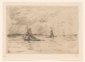 Drei Segelboote auf der Maas