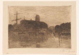 Ansicht des Neuen Hafens in Dordrecht bei Abend von Carel Nicolaas Storm van 