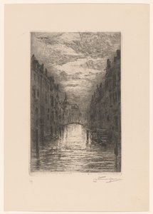 Kanal in Dordrecht bei Abend