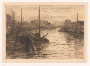Riedijkshaven in Dordrecht bei Abend von Carel Nicolaas Storm van 