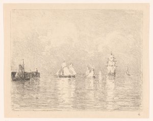 Segelschiffe bei der Reede von Cuxhaven von Carel Nicolaas Storm van 