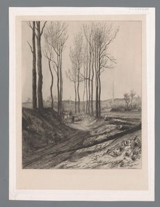 Hirte mit Herde auf einem hohlen Weg bei Vilvoorde