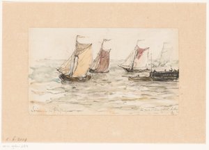 Segelnde Fischerboote auf der Schelde von Carel Nicolaas Storm van 