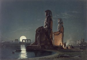 Die Kolosse von Memnon, Theben, eine von 24 Illustrationen von G.W. Seitz, gedruckt ca. 1872 von Carl Friedrich Heinrich Werner