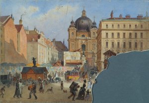 Die Peterskirche in Wien vom Graben aus gesehen von Carl Goebel d. J.