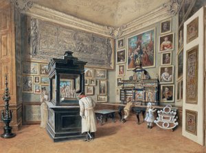 Letztes Kabinett der Ambraser Sammlung mit böhmischen Gläsern von Carl Goebel d. J.