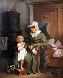 Großmutter mit betendem Kind von Carl Hartmann