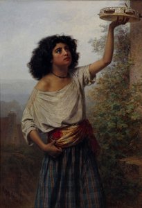 Eine junge Zigeunerin mit Tamburin